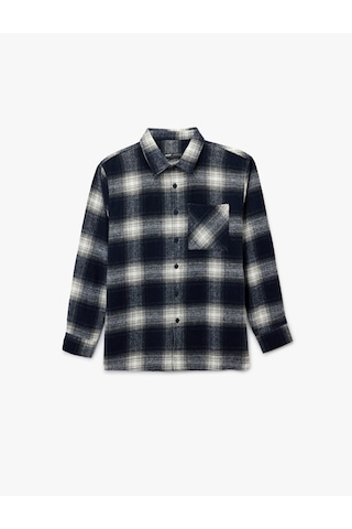 Koton Regular Fit Uzun Kollu Cepli Klasik Yaka Oduncu Gömleği Lacivert Ekose 6wam60150hw Lacivert