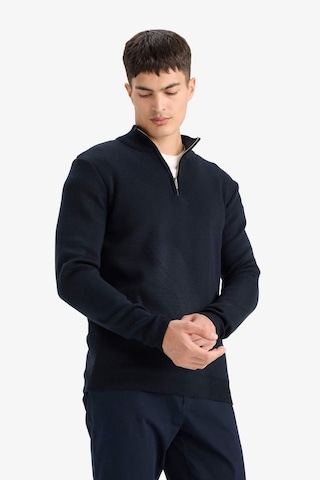 Defacto Standart Fit Normal Kesim Dik Yaka Yarım Fermuarlı Basic Düz Triko Kazak A5184ax25aunv64 Lacivert
