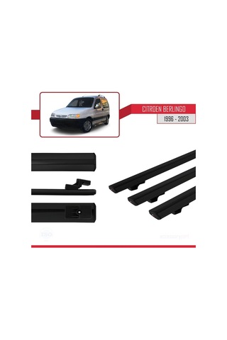 Citroen Berlingo 1996-2003 Arası İle Uyumlu Basic Model Ara Atkı Tavan Barı Siyah 3 Adet
