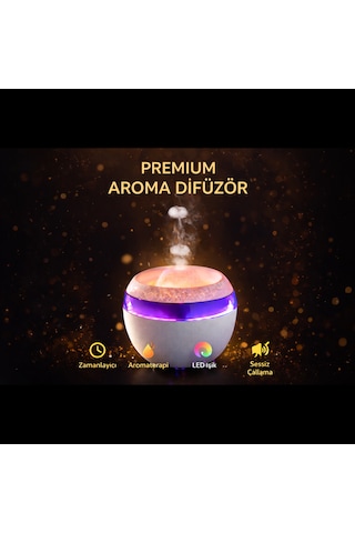 Led Işıklı Hava Nemlendirici Ve Ultrasonik Aroma Difüzör Sessiz Çalışma & Zamanlayıcı
