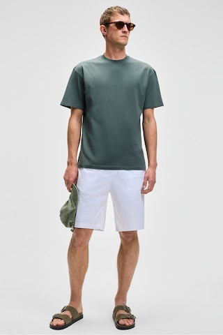 Grimelange FEON Erkek Oversize Geniş Kesim %100 Organik Pamuk Kalın Dokulu Yuvarlak Yaka Koyu Yeşil T-Shirt