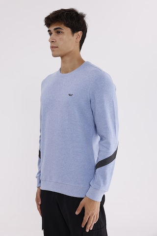 Rowinger Kol Şerit Detaylı Yuvarlak Yaka Göğüs Logolu Rahat Kalıp Mevsimlik Sweatshirt Baby Blue
