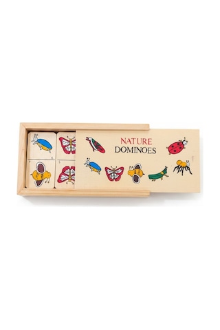 Ahşap Nature Domino Oyun Seti- 28 Parça Eğitici Ahşap Domino Oyunu