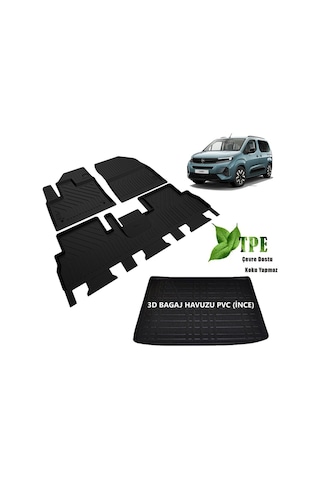 Yeni Makyajlı Opel Combo Paspas Bagaj Havuzu Set Kokusuz Yumuşak 2024 2025 Model Opel Combo