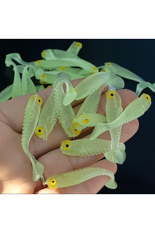Valkyrie 20 Adet Fosforlu Silikon Balık Yemi 5cm Gece Parlayan Glow Yapay Yem Soft Lure