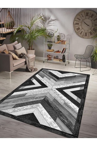 Dijital Baskılı Yıkanabilir Kaymaz Taban Salon Ve Oturma Odası Halısı 6157h 001