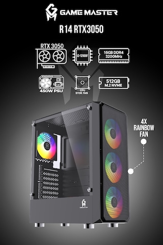 Game Master R14 i3-12100F 16 GB 512 GB M2 SSD RTX3050 Free Dos Masaüstü Oyuncu Bilgisayarı