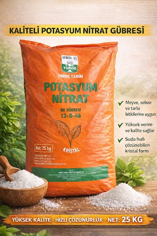 Potasyum Nıtrat Gübre 13-0-46 Kristal 1-3-5-10-25 Kg Suda Tam Çözünür Yüksek Verim Nk Gübre 1 kg