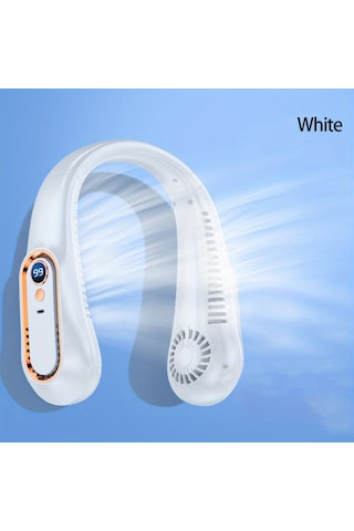5 Hızlı Ayarlanabilir Boyun Vantilatörü, Usb İle Şarj Edilebilir Beyaz