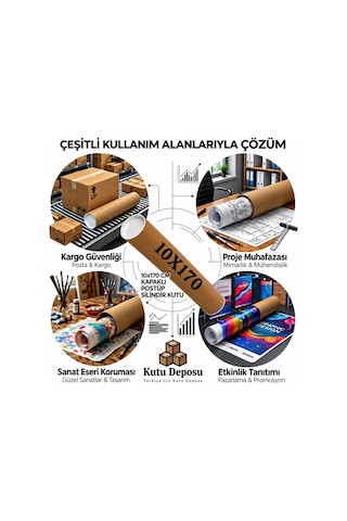 10x170 Cm Kapaklı Silindir Postüp Rulo Gönderi Kutusu 1 Adet
