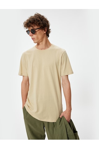 Koton Basic Tişört Slim Fit Bisiklet Yaka Kısa Kollu Bej 4sam10842hk Ekru