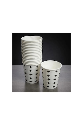 150 Adet Karton Bardak Siyah Yıldız Desenli 7 Oz, Tek Kullanımlık Kağıt Bardak, Party Cup, Kahve Ve İçecek Sunumları Diğer