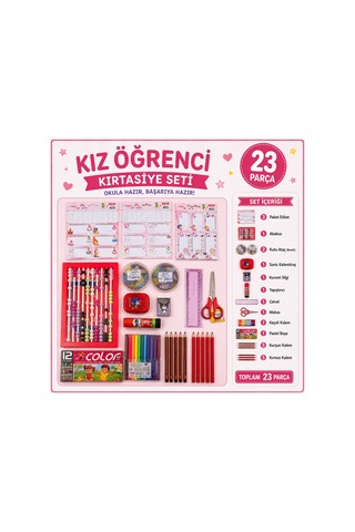 23 Parça Kız Öğrenci Kırtasiye Seti Okul Başlangıç Seti Abaküs Boya Kalem Etiket Makas - 904626142
