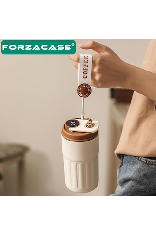Forzacase Paslanmaz Çelik Termometreli 450 Ml Çay Kahve Termosu - Fc944 Mavi Mavi