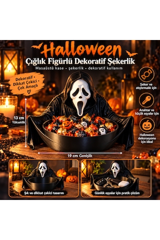 Halloween Çığllık Figür Dekoratif Şekerlik Ve Masaüstü Kase