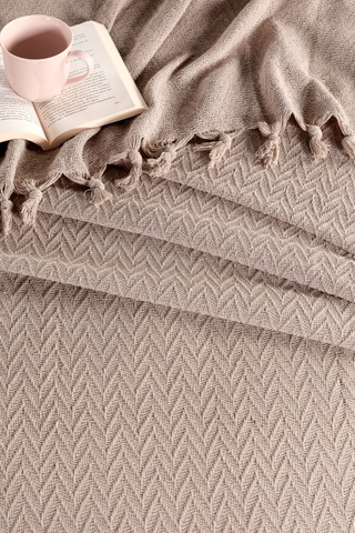 Assos 220x220cm Çift Kişilik Saçaklı Yatak Örtüsü Çeyizlik He Bej