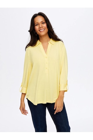 Faik Sönmez Polo Yaka Kadın Uzun Kollu T-shirt Bw26tsh004 Sarı
