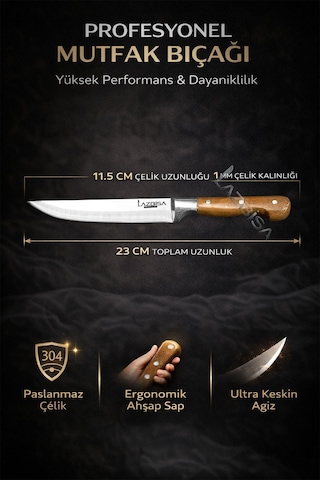 Lazbisa Mtf-048 Hand Craft Mutfak Bıçak Seti Et Ekmek Sebze Meyve Doğrama Bıçağı 6 Lı Günlük Kullanım Kırmızı