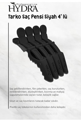 2 Adet Tarko Hydra 2192 Saç Pensi 4 Lü Siyah Ve Rosıe Siyah