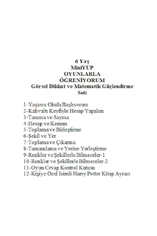 Önel Yayıncılık MiniYUP 6+ Yaş Dikkat ve Matematik Güçlendirme Seti + Kişiye Özel İsimli Harry Potter Kitap Ayracı