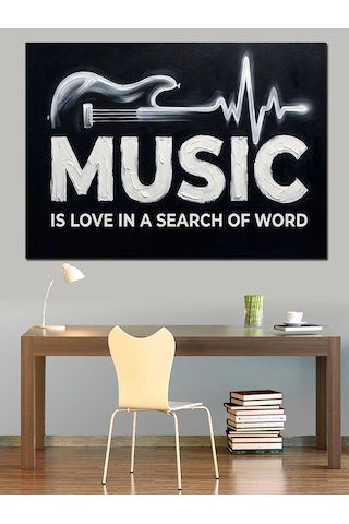 Ahşap Tablo Müzik Kalbin Dilidir Yazılı Tasarım