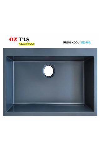 Öztaş ÖZ-78a Granit Mutfak Eviye Antrasit Tek Gözlü 50 x 78 CM