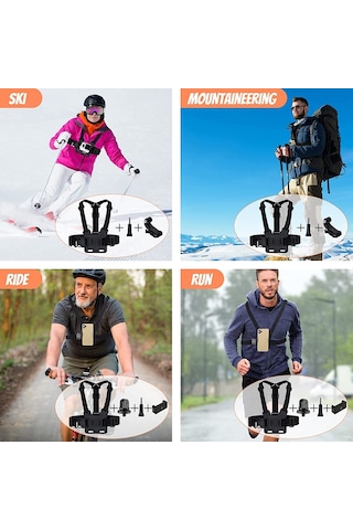 20-in-1 Gopro Eylem Kamera Aksesuarları Kiti Açık Spor Göğüs Bilek Kayışı Kafa Bandı Tripod Bağlama Aparatı Parça Seti