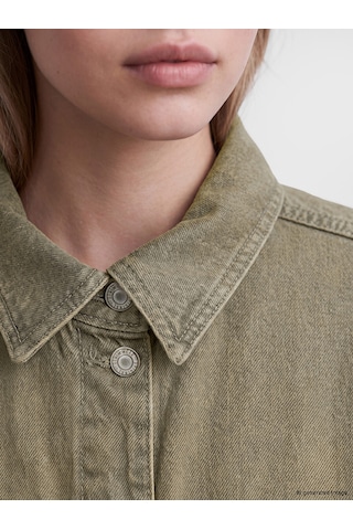 Lcw Vision Yeşil Gömlek Yaka Oversize Kadın Jean Ceket
