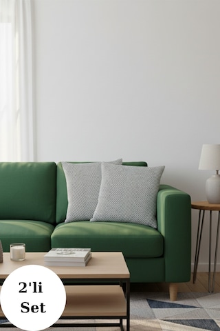 Miracolo Home Gri Pamuklu Dekoratif Kırlent Kılıfı 43x43 2 Adet