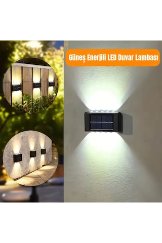 Shopytech 12 Led Güneş Enerjili Çift Yönlü Duvar Lambası Ip65 Otomatik Gece Aydınlatma Kablolamasız Çok Renkli