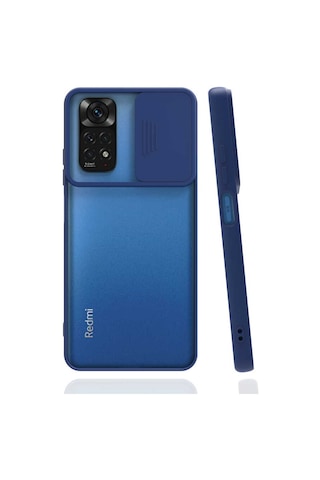 Kilifone - Redmi Note 11 Pro 5g Uyumlu - Kılıf Slayt Sürgülü Arkası Buzlu Lensi Kapak - Lacivert