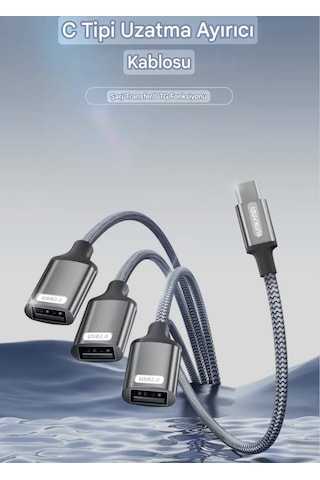 Sunkandı Type-c To Usb Çoğaltıcı 3x Usb 2.0 Çoklayıcı Hasır Örgülü Sağlam Kablo Ce Lisanslı