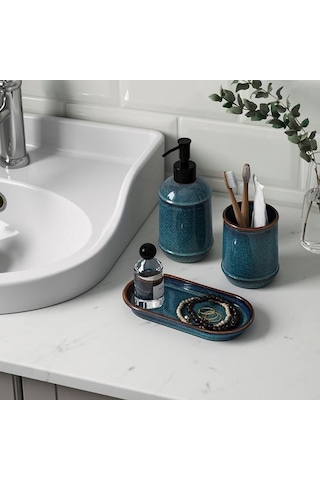 Ikea Tvålsjön Banyo Seti, Mavi, 3 Parça