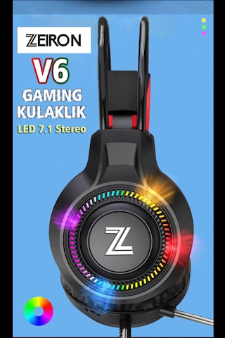 Zeiron V6 Siyah Usb 7.1 Stereo Profesyonel Mikrofonlu Surround Gaming Rgb Kulaküstü Oyuncu Kulaklığı