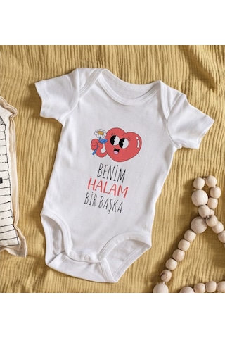 Bitmeyenkartus Bk Kids Benim Halam Bir Başka Tasarımlı Bebek Body Zıbın - Model Çok Renkli