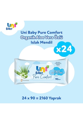 Uni Baby Pure Comfort Organik Aloe Vera Özlü Islak Mendil 24'lü