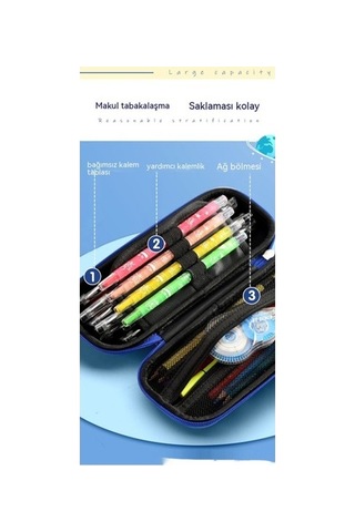 Jolıta-ıqp39f36 Öğrenci Kalem Kutusu Erkek Kalem Kutusu Kız Sevimli Yaratıcı Kalem Kutusu Çocuk 3d Kalem Kutusu-lacivert