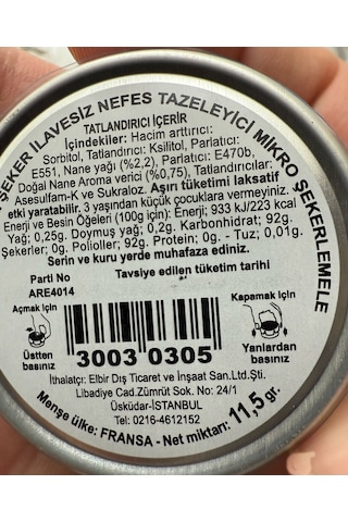 Areka Mint Şeker 12 x 11.5 G