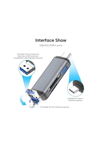 Ads-28 6ın1 Otg Card Reader- Lightning Apple, Iphone& Ipad İçin, Usb 3.0 To Type C Sd/tf Kart Okuyucu