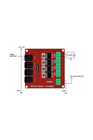 Gözeler Arduino 4 Kanal Irf540 Mosfet Modülü