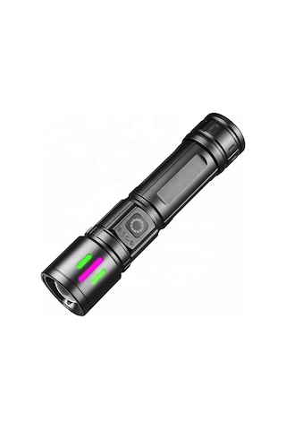 Bedotech Bd-15 6.4w Tg Led Çok Fonksiyonlu Alüminyum Alaşımlı Zoomlu Type-c Şarjlı El Feneri Çok Renkli