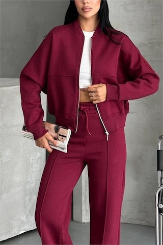 Neşeli Butik Kadın Pamuklu Kışlık Rahat Kesim Eşofman Takımı Nbg112 Bordo