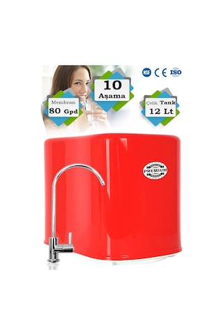 WaterMelon Premium 10 Aşamalı 12 LT Metal Tanklı NSF ONAYLI 80 GPD Vontron Membranlı Pompalı Su Arıtma Cihazı