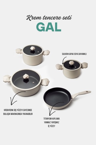 Gal 7 Parça Tencere Seti Krem