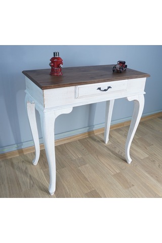 Masifart Ceviz Eskitme Tablalı Dresuar Beyaz 80 Cm Eskitme  Patina Ceviz