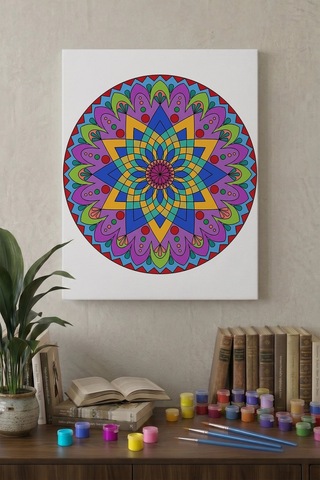 Çiçek Mandala Ahşap Boyama Seti 40x50 Cm