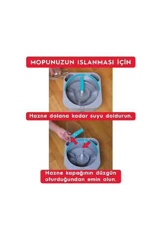 Smarter Aqua Master 4 Adet Mikrofiber Mop Temiz Kirli Suyu Ayırma Özelliği Otomatik Temizlik Seti Paspas