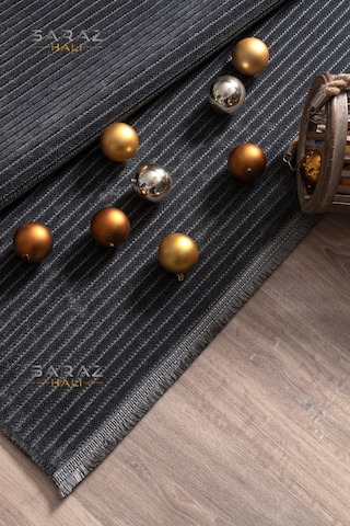 Dizayn Şönil Dokuma Kayma Yapmaz Makinede Yıkanabilir Leke Tutmaz Kesme Bohem Kilim Antrasit Antrasit