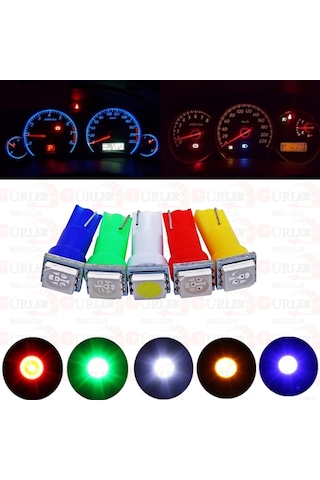 10 Adet Gösterge Ambians Led Ampül T5 5050 Mini Dipsiz-T5,8D