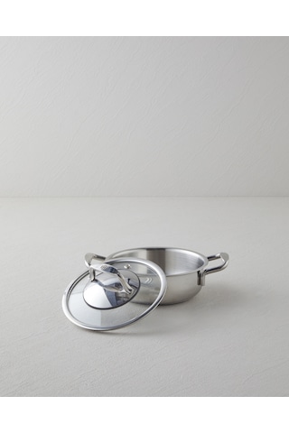 English Home Glow Çelik Cam Kapaklı Sahan 14x5 Cm Silver Silver